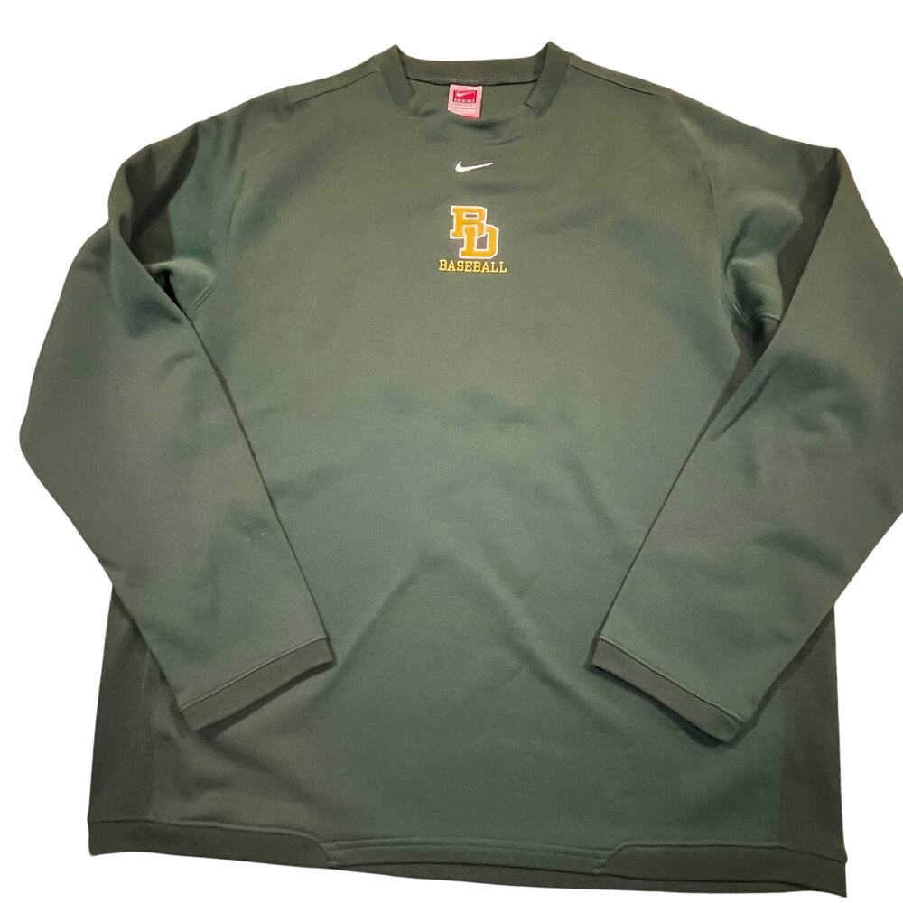 Nike Team Men XL Center Swish Baylor University Therma Green Crewneck Sweatshirt